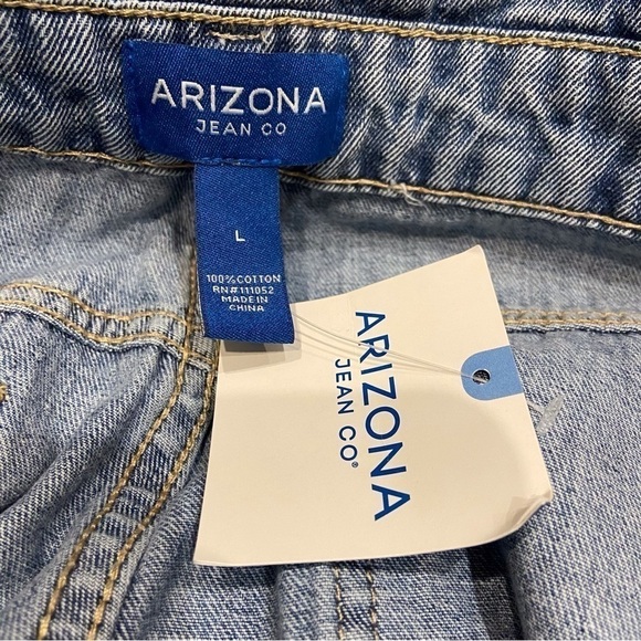 NWT Arizona Jean Co Large Bib Overalls Distressed Flared Frayed Hem - Picture 7 of 11